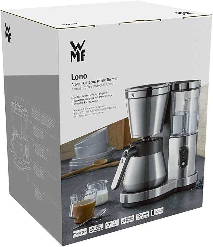 Aparat de cafea cu filtru WMF Lono Aroma (800 W, cu termos, filtru de cafea, 8 cești, filtru pivotant, rezervor de apă detașabil, oprire automată)