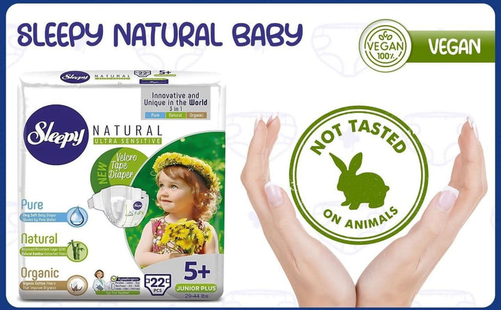 Sleepy 3X Jumbo Natural Baby Scutece, fabricate din bumbac organic și extract de bambus