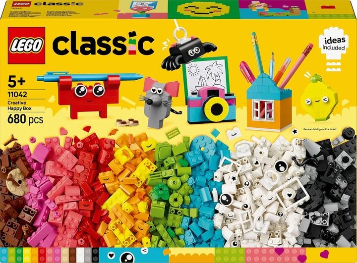 LEGO Classic Creative Fun Box, Cărămizi de construcție colorate pentru jocuri de rol imaginative, Set de construcție pentru începători, Jucării pentru fete și băieți de la 5 ani, Modele de reconstruit 11042