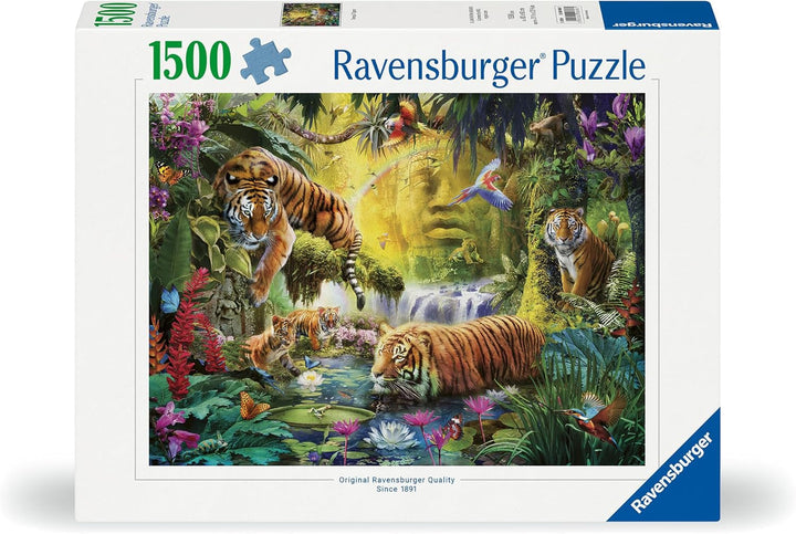 Ravensburger Puzzle 12000696 - Idilă la ochiul de apă - puzzle jigsaw de 1500 de piese pentru adulți și copii de peste 14 ani, puzzle cu motiv de tigru