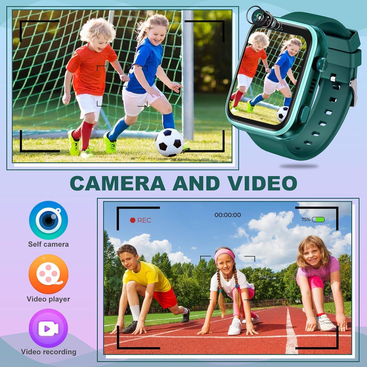 4G smartwatch pentru copii, GPS tracker, mai multe stiluri de desktop pentru a alege de la, apeluri bidirecționale, competență imagine, SOS, Wi-Fi, touchscreen rezistent la apă pentru 4-12 băieți și fete (verde)