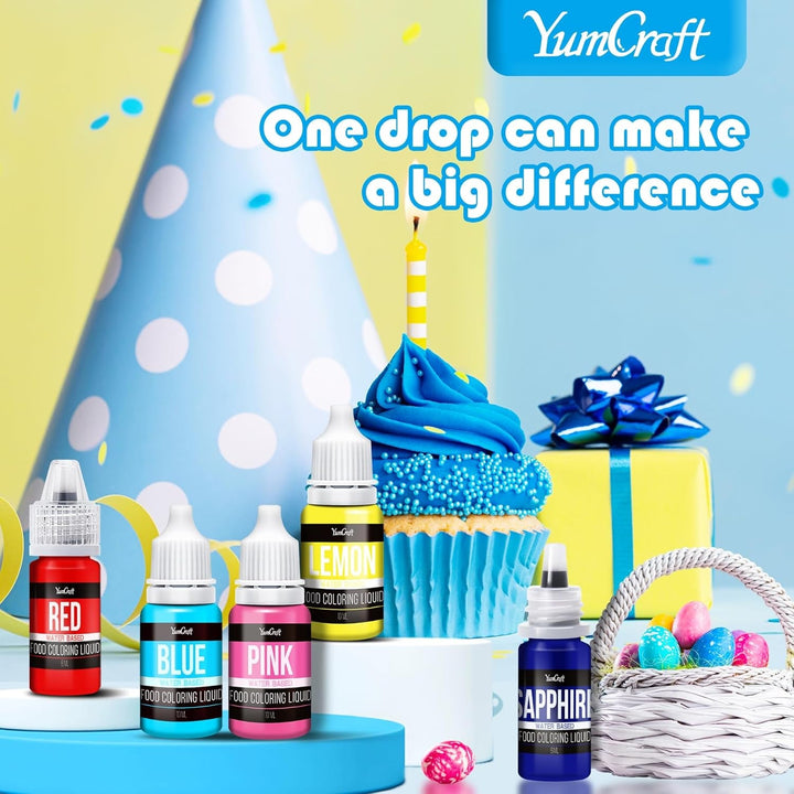 Lebensmittelfarbe - 20 Farben Hoch Konzentriert Flüssig Lebensmittel Farbe Zum Kuchen, Backen, Ostereiern, Getränken - Zuckerfrei Food Coloring Für Fondant, Zuckerguss, Slime, Tortendeko - 10Ml Je