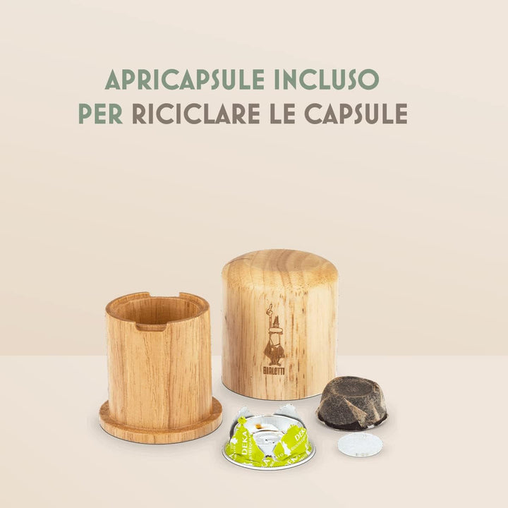 Bialetti Gioia, filtru de cafea espresso pentru capsule din aluminiu, super compact, rezervor de 500 ml, 50% plastic reciclat, taupe