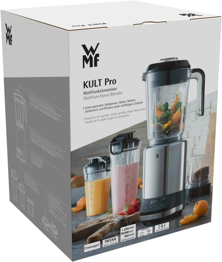 WMF Kult Pro Multifunktionsmixer Hochleistungsmixer, 30.000 U/Min, Smoothie Maker, Standmixer, Ice-Crush Funktion, 4 Mixbehälter Inkl. Togo-Verschluss