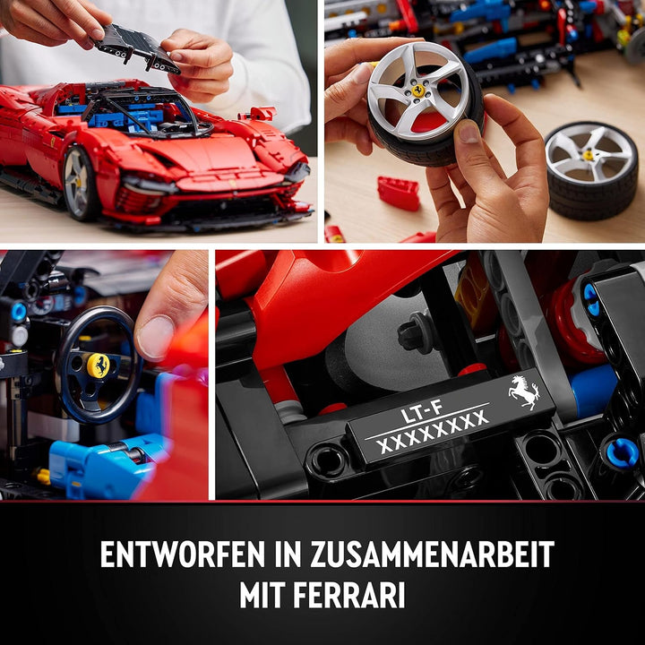 Kit machetă LEGO Technic Ferrari Daytona SP3 la scara 1:8, Mașină super sport roșie, Obiect de colecție machetă de mașină extinsă, Ultimate Car Concept 42143