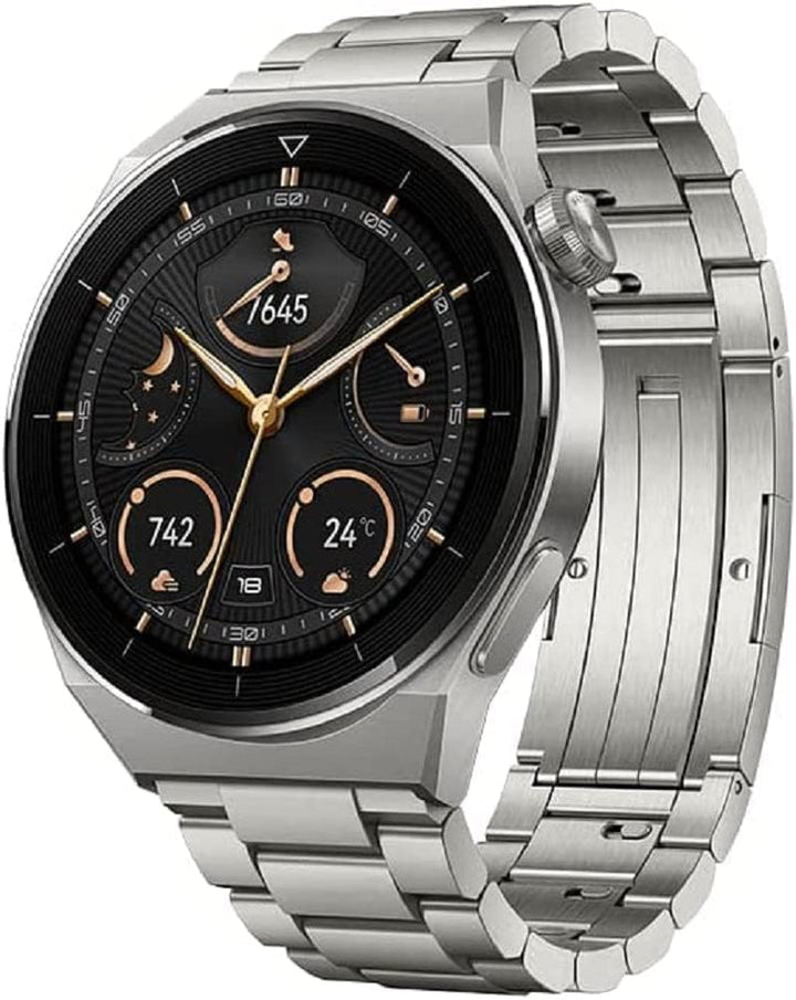 Ceas inteligent Huawei Watch GT 3 Pro 46mm, carcasă din titan, cristal de safir, mod de scufundare, durată lungă de viață a bateriei, încărcare wireless, monitorizarea ritmului cardiac și SpO2, apeluri prin Bluetooth, versiune germană, maro