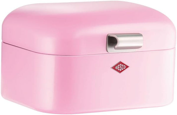Coș pentru pâine Wesco Mini Grandy în culoarea roz, tablă de oțel acoperită cu pulbere, găuri de ventilație și mâner robust Cutii depozitare alimente Naty Shop Roz