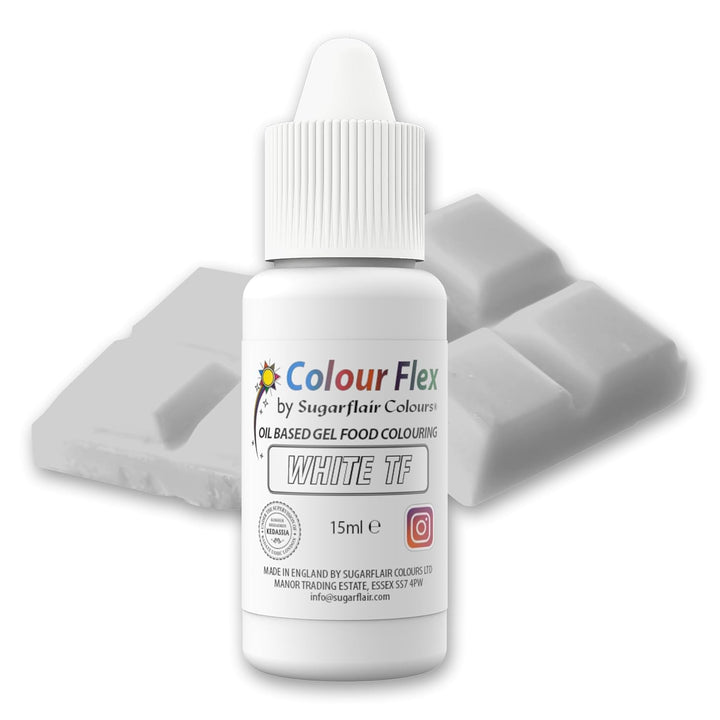 Sugarflair Colourflex Lebensmittelfarbe Auf Ölbasis White, Flüssige Lebensmittel Farbe Hochkonzentriert, Food Coloring Für Buttercreme, Schokolade, Teige, Fondant, Zuckerguss Und Mehr - 15 Ml