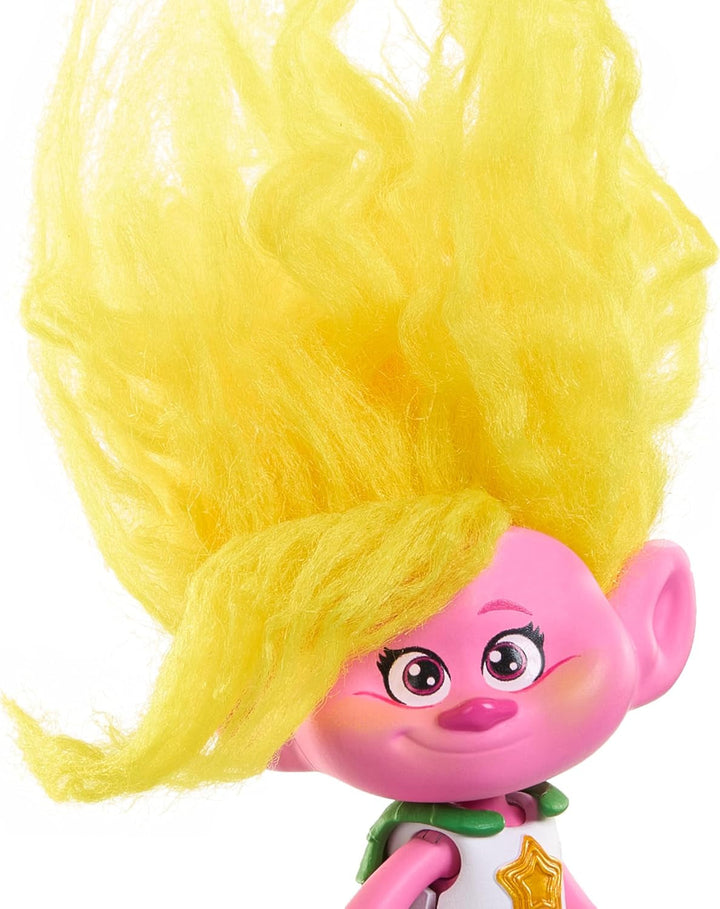 Mattel DREAMWORKS TROLLS Together Strong - păpuși Queen Poppy, Viva, Branch, Guy Diamond cu Tiny Diamond cu păr de pluș și 5 articulații, pentru copii de la 3 ani, HNF07