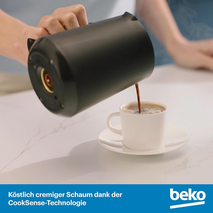 Beko TKM 2341 filtru de cafea moca, până la 5 cești, Cooksense, spumă, cafea turcească, anti-vărsare, operare cu o singură atingere, negru