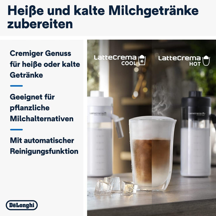 De'Longhi Eletta Explore Cold Brew ECAM452.67.G Espressor complet automat cu sistem Latte Crema Milk, băuturi calde și reci prin simpla apăsare a unui buton, ecran tactil color TFT de 3,5 inci, include cafetieră, gri închis
