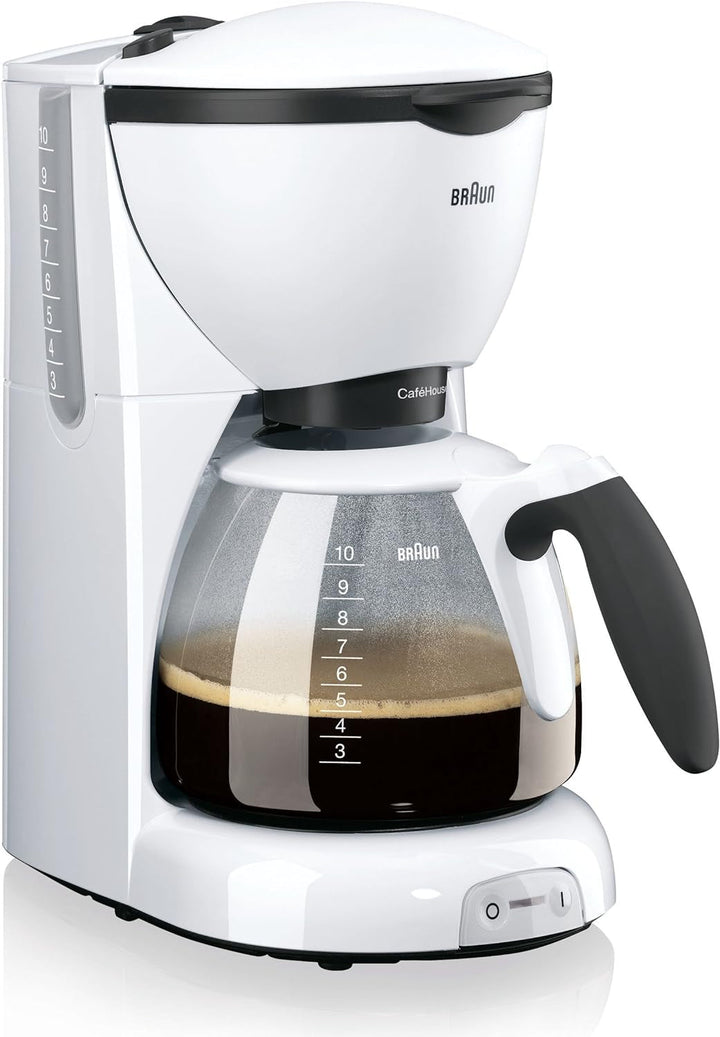 Cafetiera Braun Caféhouse Puraroma plus KF 560/1 - Cafetieră cu filtru cu ulcior de sticlă pentru 10 cești de cafea, cafetieră pentru arome unice, 1100 wați, negru
