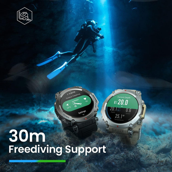 Amazfit T-Rex Ultra 47mm smartwatch în aer liber, GPS dual-band, import de rute și navigație 6, suport pentru freediving și rezistență la apă 10 ATM, funcționare la temperaturi ultra scăzute -30 ° în calitate militară
