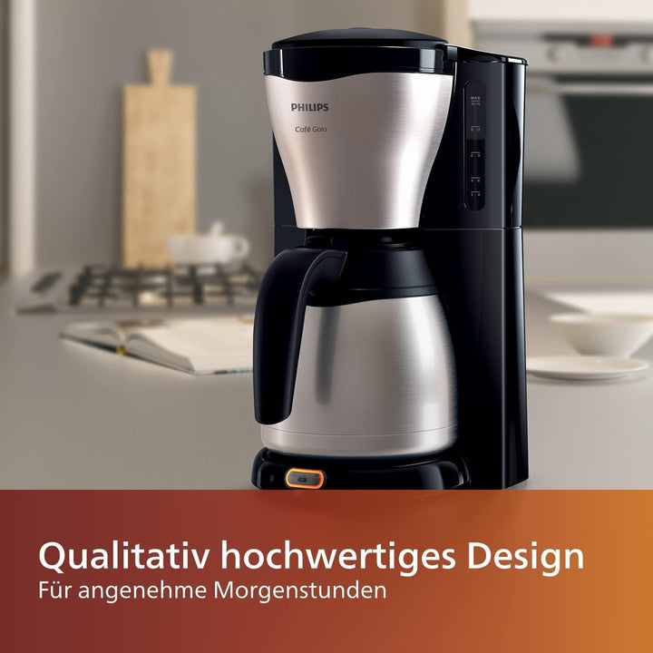 Espressor cu filtru Philips – termos de 1,2 litri, până la 15 cești, oțel inoxidabil, argintiu/negru (HD7546/20)
