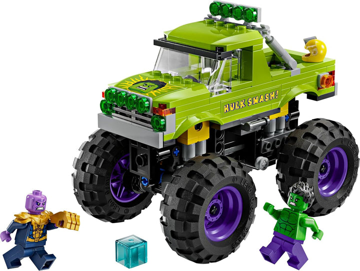 LEGO Ç€ Marvel Hulk Truck Vs. Thanos - Jucărie de construit supereroi - Vehicul Avengers și minifigurine - Camion monstru pentru mega distracție - Cadou pentru băieți și fete de la 7 ani - 76312
