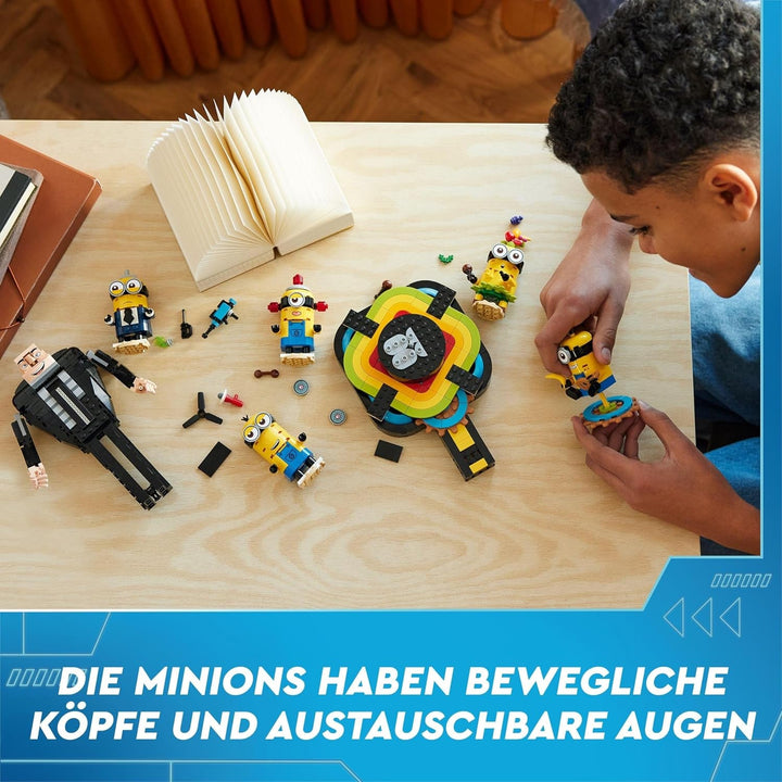 LEGO I - Pur și simplu Incorigibil 4 Gru și Minionii Cărămizi, personaje de film de jucărie dansatoare pentru a construi, juca și expune, cadou pentru băieți și fete 75582