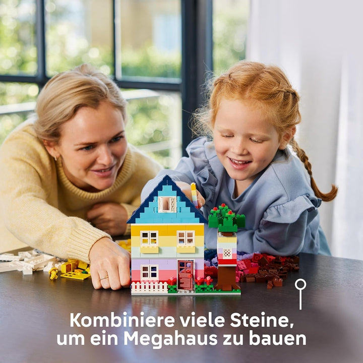 LEGO Classic Creative Houses, set de cărămizi de construcție pentru copii, jucărie de construcție cu 850 de cărămizi, jucărie de construit case cu accesorii, cadou pentru băieți și fete de la 4 ani 11035