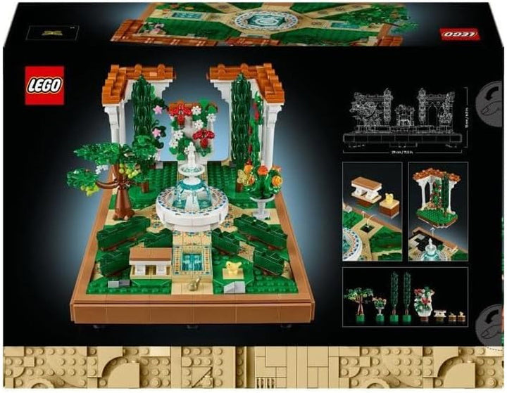 LEGO Icons Fountain Garden - Set de construcție în miniatură pentru adulți cu frunze, chiparoși, copaci, liane, flori - Idee creativă de cadou pentru ziua de naștere, cadou de casă pentru femei, bărbați - 10359