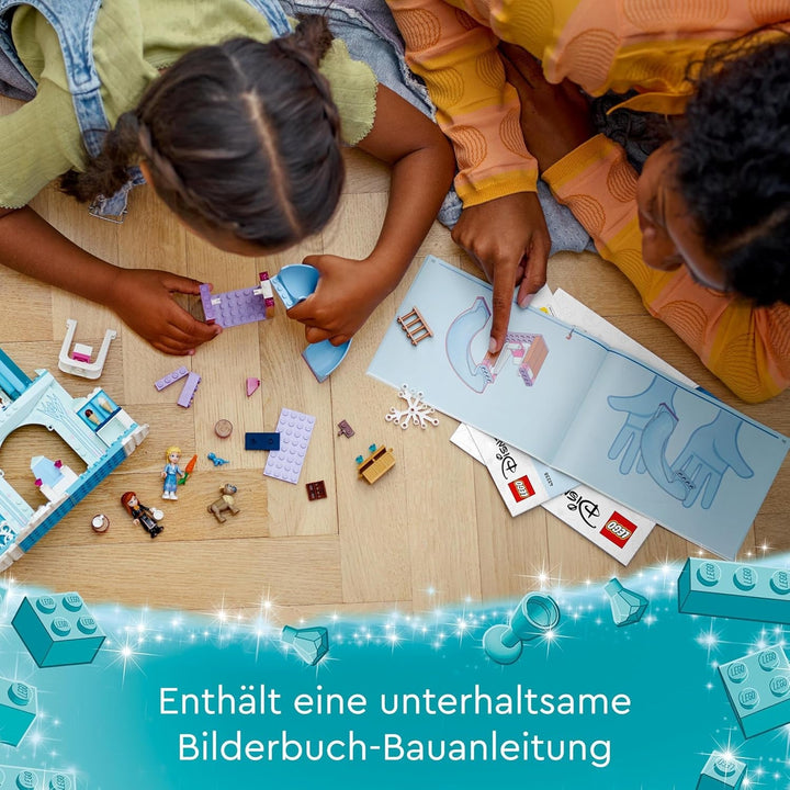 LEGO Disney Frozen Palatul de gheață al Elsei, castelul reginei de gheață, jucărie cu păpușile prințesei ELSA și Anna, plus 2 figurine de animale, cadou minunat pentru fete și băieți de 4 ani 43238