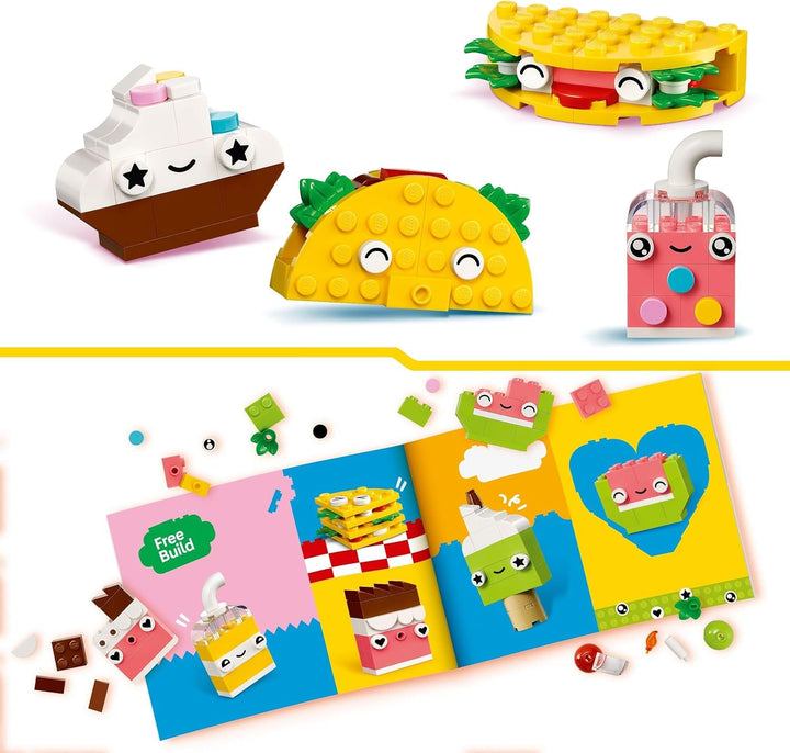 LEGO Classic Creative Snack Building Fun, jucărie cu mâncare pentru jocuri de rol imaginative, set de construcție pentru băieți și fete de la 4 ani, Cupcake, Avocado, Popsicle și Taco 11039
