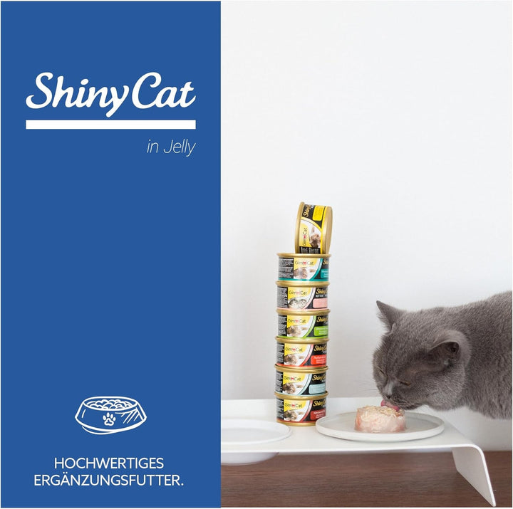 Gimcat Shinycat in Jelly Tuna - hrană umedă cu pește și taurină pentru pisici - 24 cutii (24 X 70 G)