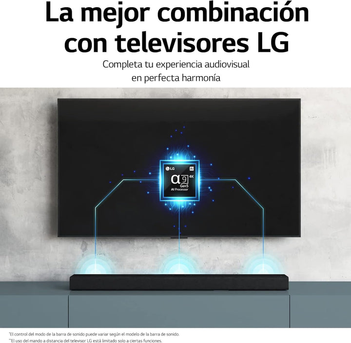LG S65Q Intelligente Soundbar Mit 420 W Leistung Und 3,1 Kanäle, DTS Virtual:X Und Dolby Digital in Hoher Auflösung Hi-Res 24 Bit/96 Khz Und Meridian Sound Music