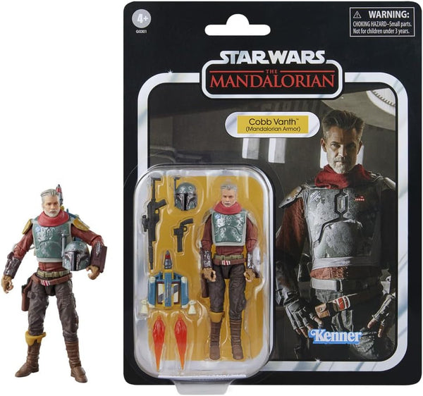 Star Wars Colecția Vintage Cobb Vanth (Armura Mandaloriană), Figura de acțiune Deluxe Zu Mandalorian, Scară 9,5 cm
