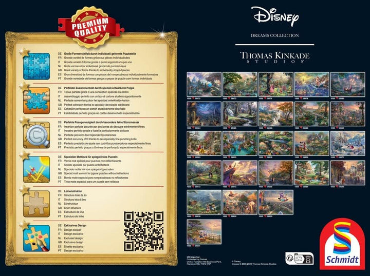 Schmidt Spiele 58030 Thomas Kinkade, Disney, Vaiana, Moana, puzzle jigsaw 1000 piese, normal, negru, alb