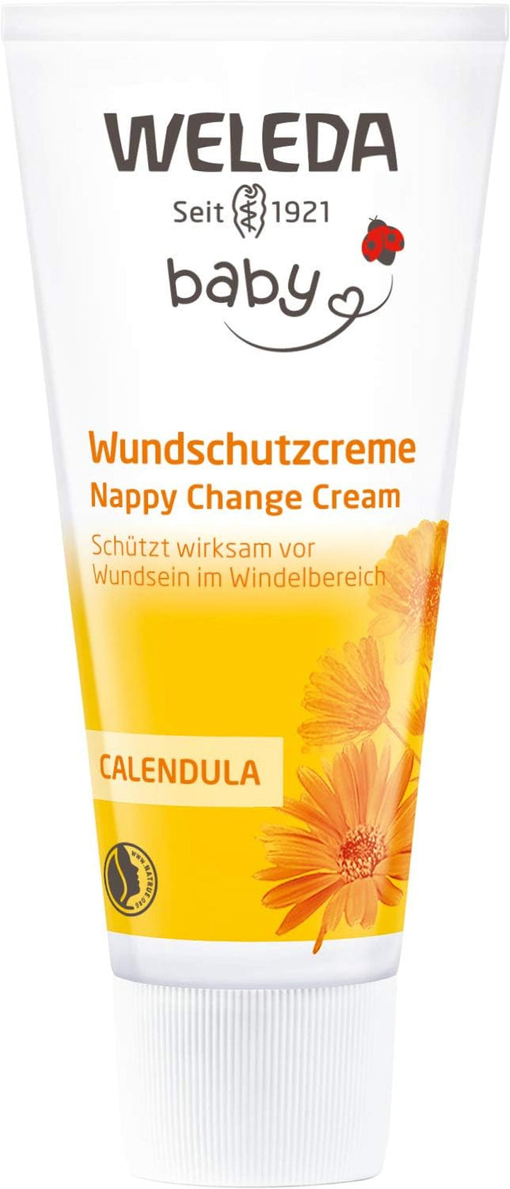 WELEDA Organic Baby Calendula Wound Protection Cream 75ml - Cosmetice naturale unguent pentru răni / cremă pentru bebeluși pentru protecția pielii sensibile a bebelușului în zona scutecelor. Ajută la roșeață, piele iritată și durere
