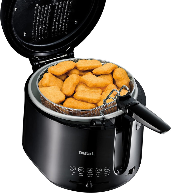 Tefal Maxi Fry Fritteuse, Cool Wall Technologie, Bis Zu 1,2 Kg Fassungsvermögen, Einklappbarer Griff, Kompakte Größe, Regelbares Thermostat Von 150°C Bis 190°C, Schwarz, FF1078