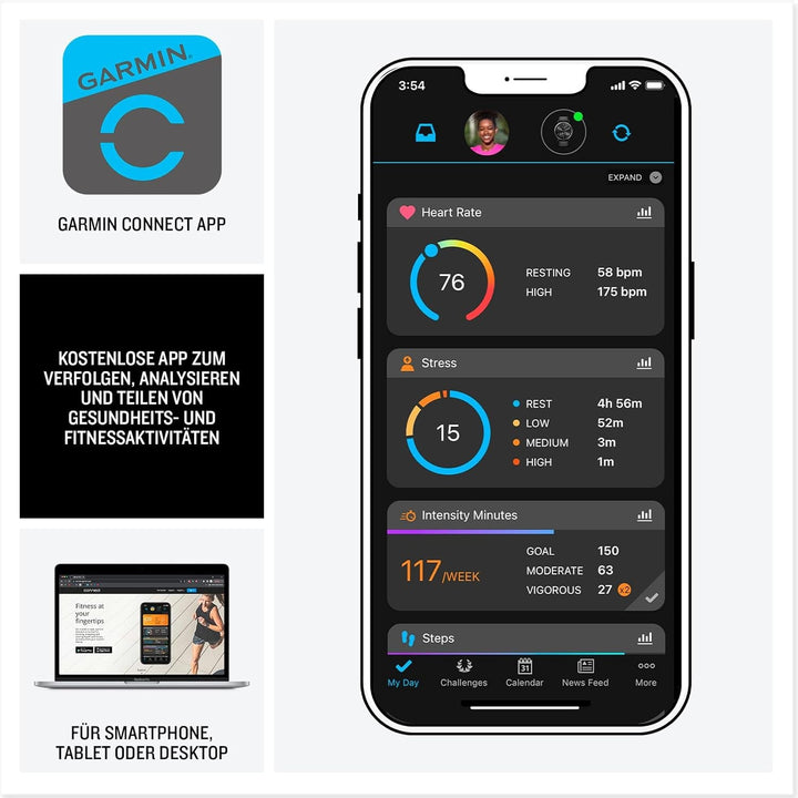 Garmin Forerunner 165 Music - smartwatch GPS ușor pentru alergare, cu ecran tactil AMOLED de 1,2", recomandări de antrenament, date despre sănătate, funcții inteligente și muzică pe încheietura mâinii
