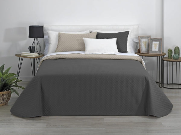 Estoralis | AVA | Cuvertură Reversibilă | Pentru Toate Anotimpurile | Culoare - Gri/Antracit | Pentru Pat 180 Cm. (270 X 270 Cm. Ancho X Alto) | Cuvertură cu matlasare