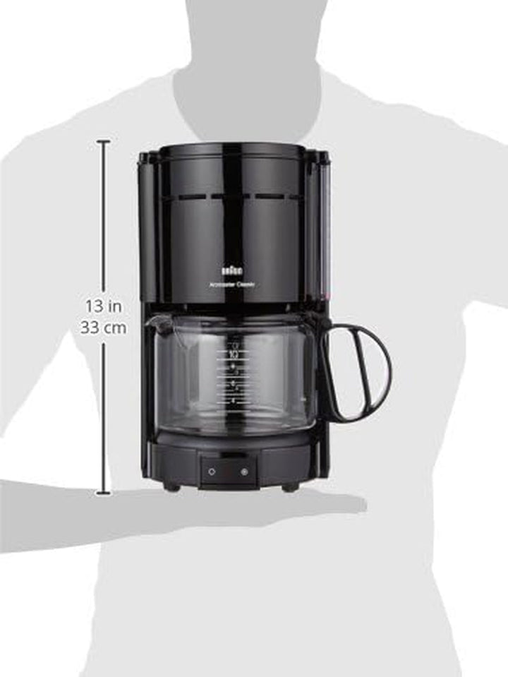 Espressor Braun KF 47 BK - Espressor cu filtru și cană de sticlă pentru cafea clasică la filtru, cafea aromatică datorită sistemului Optibrew, sistem anti-picurare, oprire automată, negru