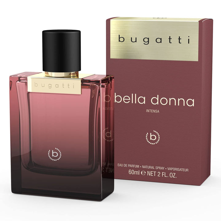 Parfum Bugatti pentru femei Bella Donna Edp 60ml | Apă de parfum senzuală pentru toate vârstele și orice ocazie | Combinație elegantă de piersică, iasomie și mosc | Dulce, picant și elegant