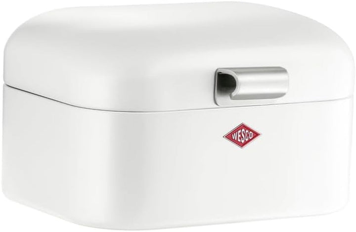 Coș pentru pâine Wesco Mini Grandy în culoarea roz, tablă de oțel acoperită cu pulbere, găuri de ventilație și mâner robust Cutii depozitare alimente Naty Shop Alb