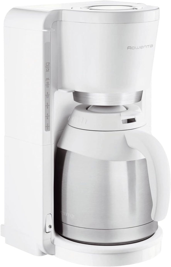 Rowenta CT3811 Cafetiera cu filtru Adagio Milano | Cu termos din oțel inoxidabil | 10-15 cești | Oprire automată | Alb / oțel inoxidabil