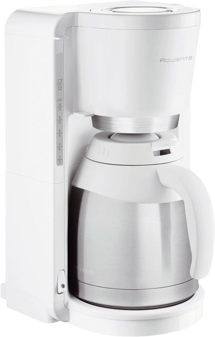 Rowenta CT3811 Cafetiera cu filtru Adagio Milano | Cu termos din oțel inoxidabil | 10-15 cești | Oprire automată | Alb / oțel inoxidabil