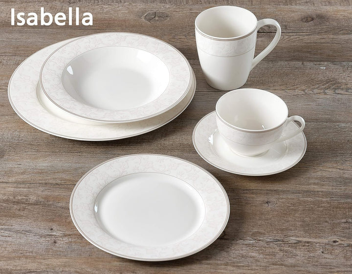 Ritzenhoff & Breker Kaffeeservice Isabella, 18-Teilig, Fine-China-Porzellangeschirr, Weiß Mit Ornamenten, 37 X 26 X 25 Cm