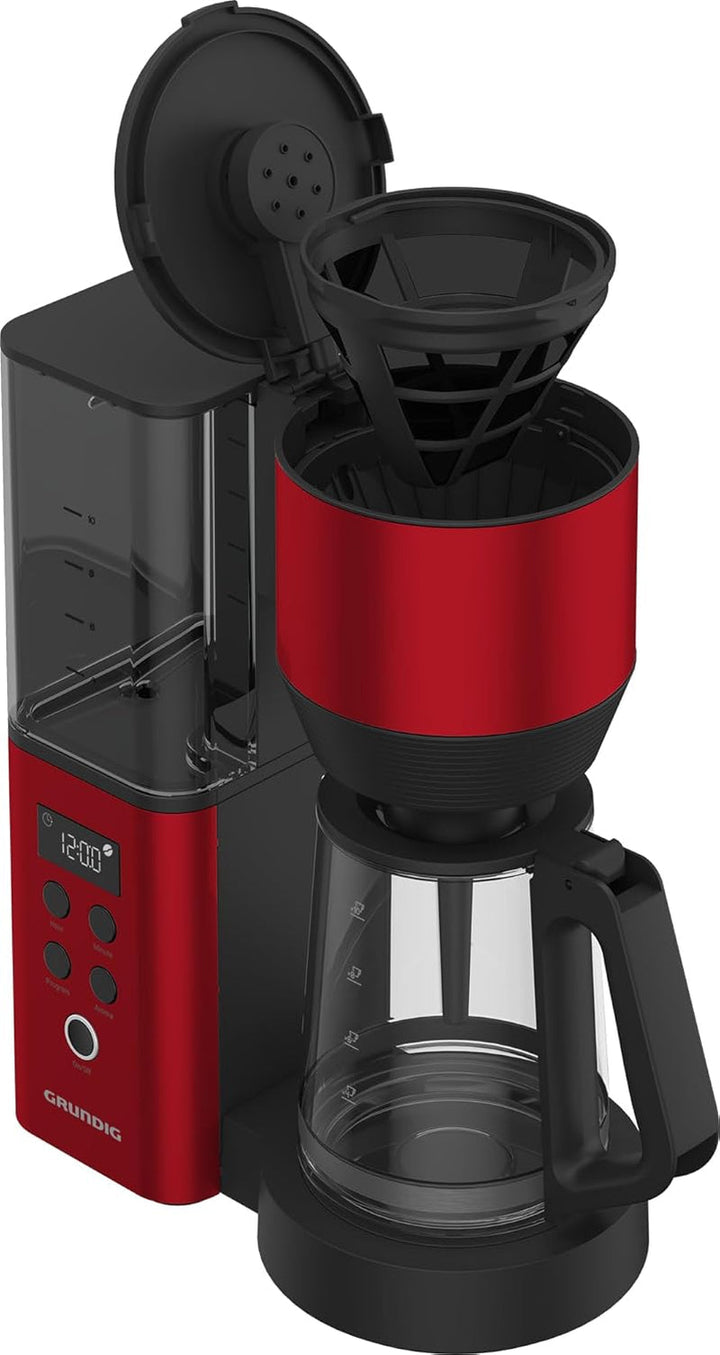 GRUNDIG KM8440 Cafetieră cu filtru digital, roșu, 1000 W, 1,25 litri