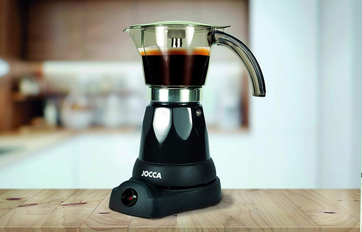Espressor electric Jocca cu bază rotativă la 360°, 6 căni, negru
