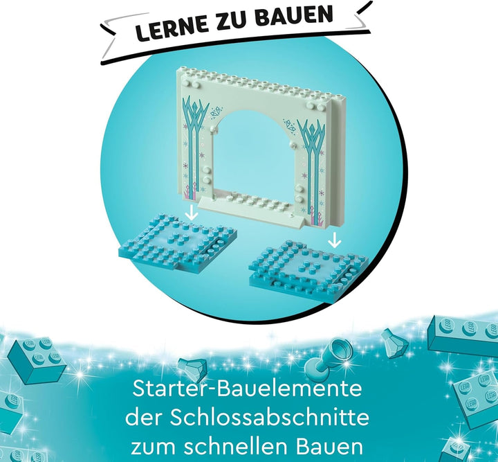 LEGO Disney Frozen Palatul de gheață al Elsei, castelul reginei de gheață, jucărie cu păpușile prințesei ELSA și Anna, plus 2 figurine de animale, cadou minunat pentru fete și băieți de 4 ani 43238