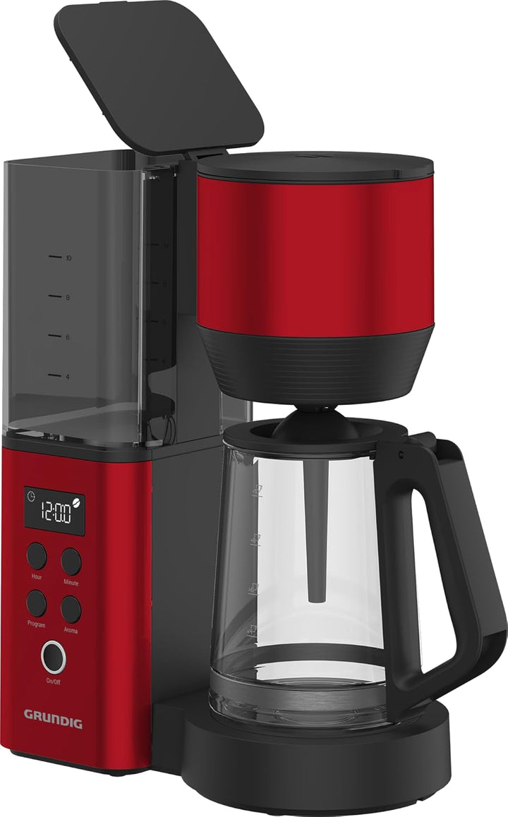 GRUNDIG KM8440 Cafetieră cu filtru digital, roșu, 1000 W, 1,25 litri