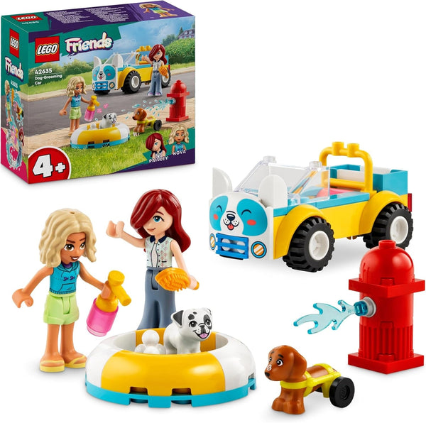 LEGO Friends Mobile Dog Grooming Parlour, set de joacă pentru vehicule cu animale pentru jocuri de rol, jucărie pentru copii cu 2 figurine și 2 câini pentru fete și băieți de la 4 ani, set de toaletă pentru câini 42635