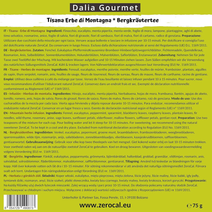 Ceai de plante vrac | Ceai de plante de munte 75 g | Calitate premium | Fără gluten | Fără lactoză | Vegan