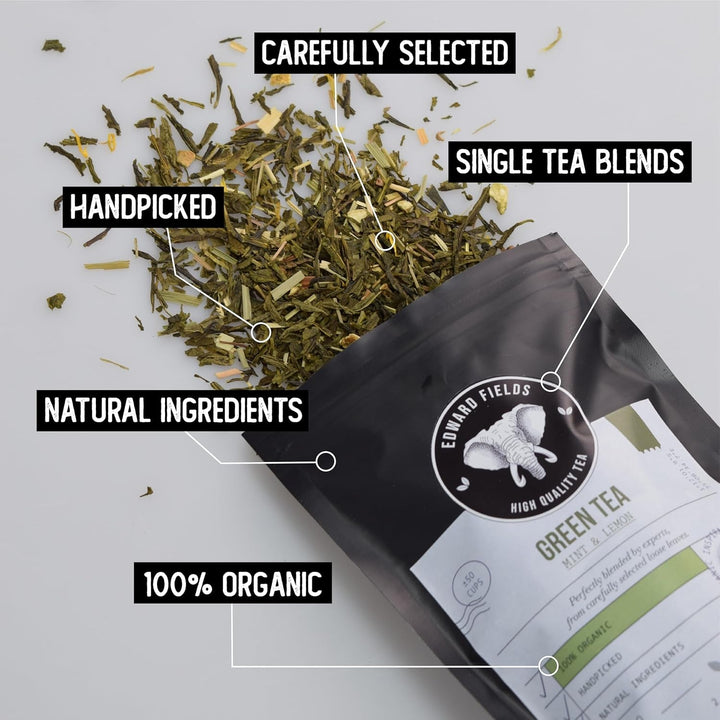 Edward Fields Tea ® - Ceai negru chai organic vrac. Ceai negru chai latte organic cules manual cu ingrediente și arome naturale și organice, 100 g, India. (Chai negru)