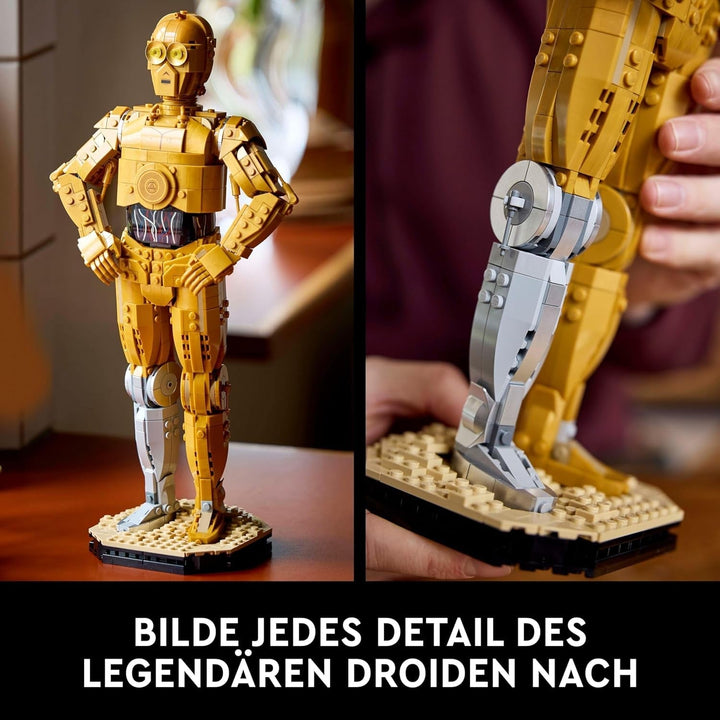 LEGO Star Wars C-3PO B, droid construibil, model de colecționat, construit și expus, idee de cadou nostalgic pentru adulți și fani, piesă de colecție, Playset fantezie 75398