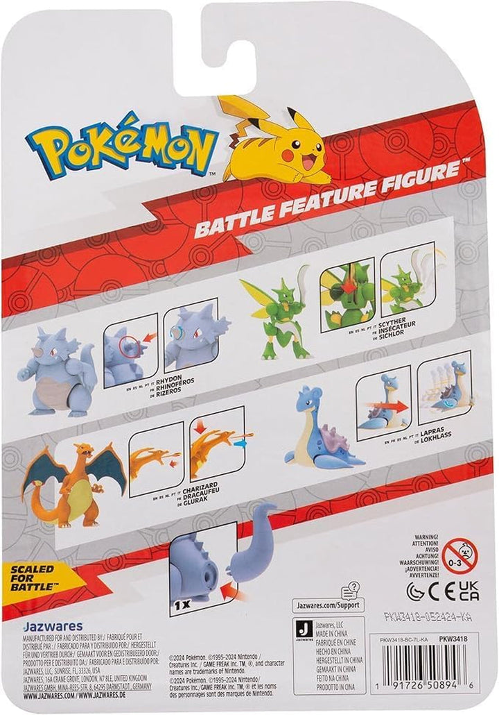 Pokémon PKW3418 - Battle Feature Figure - Rizeros, figură mobilă oficială, 11,5 cm