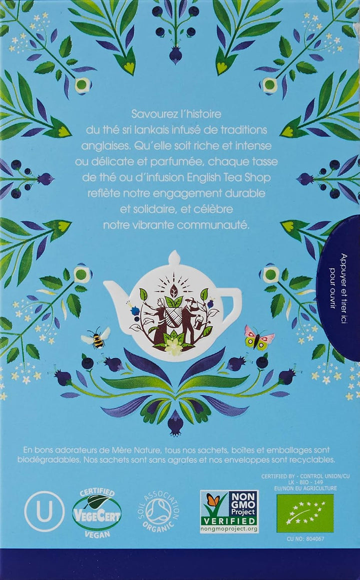 English Tea Shop Ceai alb organic, afine și flori de soc, super ceai