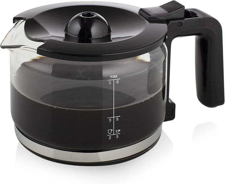 Cafetiera cu filtru Princess - ulcior de sticlă de 0,75 litri, 8 cești, oțel inoxidabil Cu filtru permanent, 600 Watt, 246030, negru, argintiu