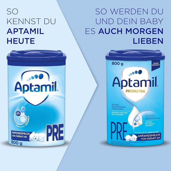 Aptamil Pronutra PRE – Anfangsmilch Von Geburt An, Mit DHA, Nur Laktose, Ohne Palmöl, Babynahrung, Milchpulver, 1X 800 G